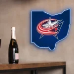 Columbus Blue Jackets Neon Sign Ohio State Map 1