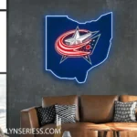 Columbus Blue Jackets Neon Sign Ohio State Map 1