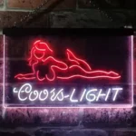 Coors Light Neon Sign Young Lady Lady Home Bar 1