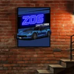 Corvette Neon Sign Z06 Carbon Poster 1