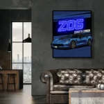 Corvette Neon Sign Z06 Carbon Poster 1
