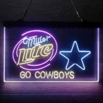 Dallas Cowboys Neon Sign Miller Lite Go 3 Color 1