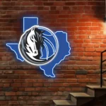 Dallas Mavericks Neon Sign Texas State Map 1