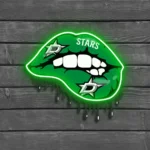 Dallas Stars Neon Sign Dripping Lips 1