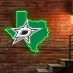 Dallas Stars Neon Sign Texas State Map 1