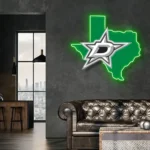 Dallas Stars Neon Sign Texas State Map 1