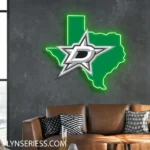 Dallas Stars Neon Sign Texas State Map 1