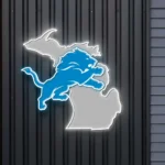 Detroit Lions Neon Sign Detroit State Map 1