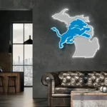 Detroit Lions Neon Sign Detroit State Map 1