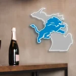 Detroit Lions Neon Sign Detroit State Map 1