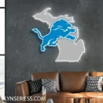 Detroit Lions Neon Sign Detroit State Map 1