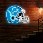Detroit Lions Neon Sign Nfl Football Helmet Acrylic Led 1