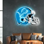 Detroit Lions Neon Sign Nfl Football Helmet Acrylic Led 1