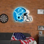 Detroit Lions Neon Sign Nfl Football Helmet Acrylic Led 1