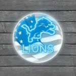 Detroit Lions Neon Sign Us Pennant Acrylic 1