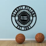 Detroit Pistons Metal Sign Custom Nba 1