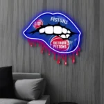 Detroit Pistons Neon Sign Dripping Lips 1