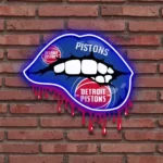 Detroit Pistons Neon Sign Dripping Lips 1