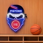 Detroit Pistons Neon Sign Skull 1
