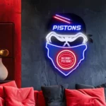 Detroit Pistons Neon Sign Skull 1