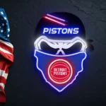 Detroit Pistons Neon Sign Skull 1