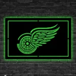 Detroit Red Wings Metal Sign Wing Wheel Logo 1