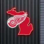 Detroit Red Wings Neon Sign Detroit State Map 1