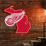 Detroit Red Wings Neon Sign Detroit State Map 1