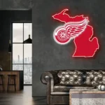 Detroit Red Wings Neon Sign Detroit State Map 1