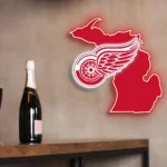 Detroit Red Wings Neon Sign Detroit State Map 1