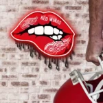 Detroit Red Wings Neon Sign Dripping Lips 1