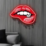 Detroit Red Wings Neon Sign Dripping Lips 1