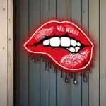 Detroit Red Wings Neon Sign Dripping Lips 1