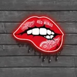 Detroit Red Wings Neon Sign Dripping Lips 1