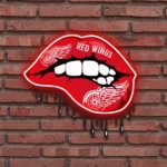 Detroit Red Wings Neon Sign Dripping Lips 1