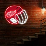 Detroit Red Wings Neon Sign Nhl Hockey Helmet Acrylic Led 1
