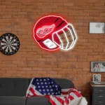 Detroit Red Wings Neon Sign Nhl Hockey Helmet Acrylic Led 1