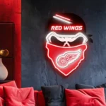Detroit Red Wings Neon Sign Skull 1