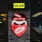 Detroit Red Wings Neon Sign Skull 1