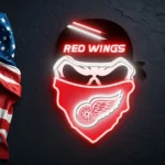 Detroit Red Wings Neon Sign Skull 1