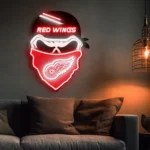 Detroit Red Wings Neon Sign Skull 1