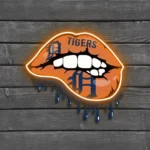 Detroit Tigers Neon Sign Dripping Lips 1