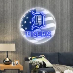 Detroit Tigers Neon Sign Us Flag Acrylic 1
