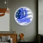 Detroit Tigers Neon Sign Us Flag Acrylic 1