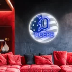 Detroit Tigers Neon Sign Us Flag Acrylic 1