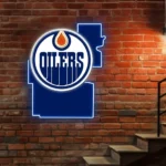 Edmonton Oilers Neon Sign Edmonton State Map 1