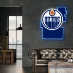 Edmonton Oilers Neon Sign Edmonton State Map 1