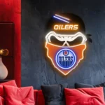 Edmonton Oilers Neon Sign Skull 1