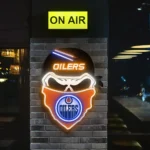 Edmonton Oilers Neon Sign Skull 1