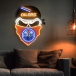Edmonton Oilers Neon Sign Skull 1